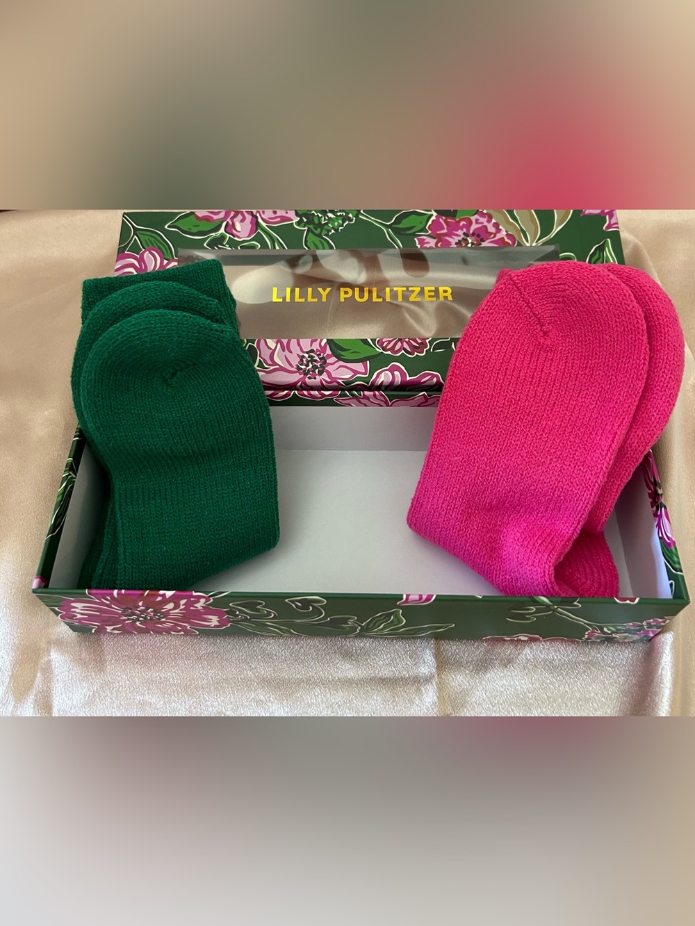 Two Pairs New Lilly Pulitzer Green & Pink Socks
